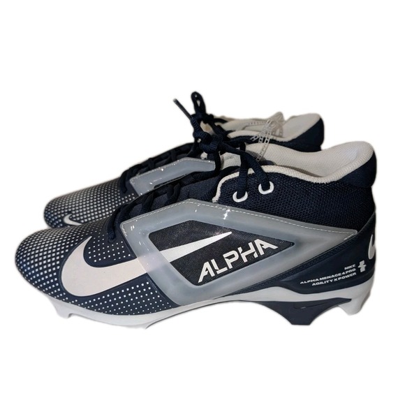 Nike Alpha Menace 4 Pro Football Cleats Men's 12.5 White Navy FZ7702-400 Shoes